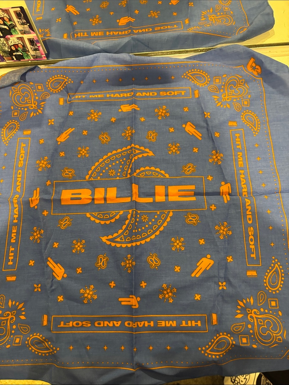 Billie Eilish Blue and Orange Bandana from hit me hard and say ft movie
